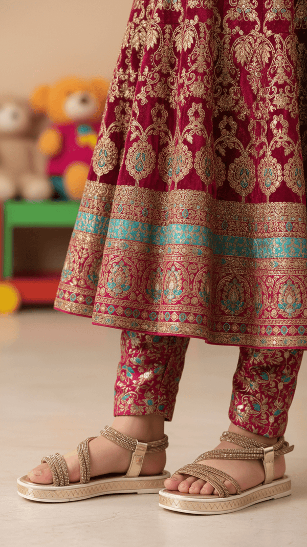 Girls Golden Fancy Sandal KD9838