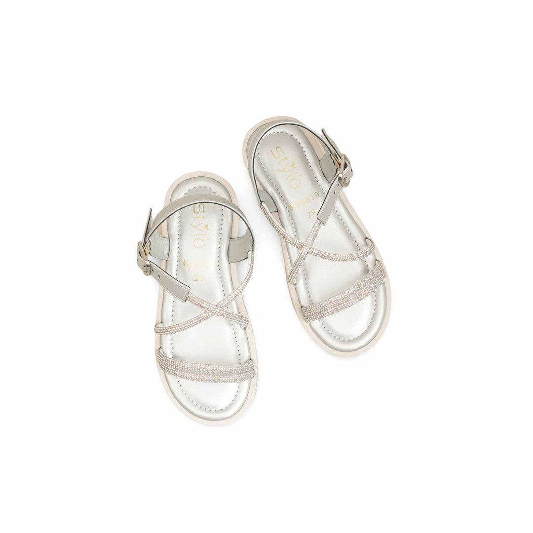 Girls Silver Fancy Sandal KD9839