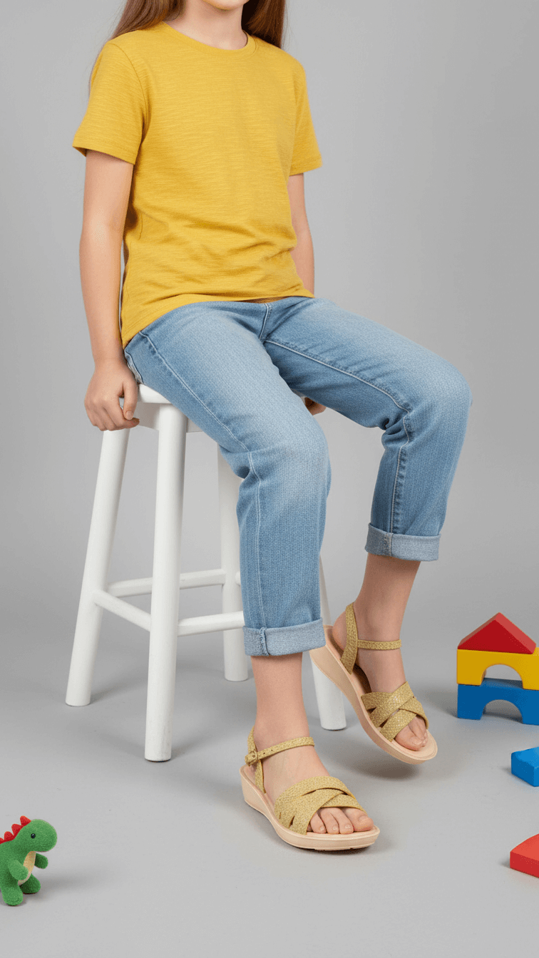 Girls Golden Casual Sandal KD9843