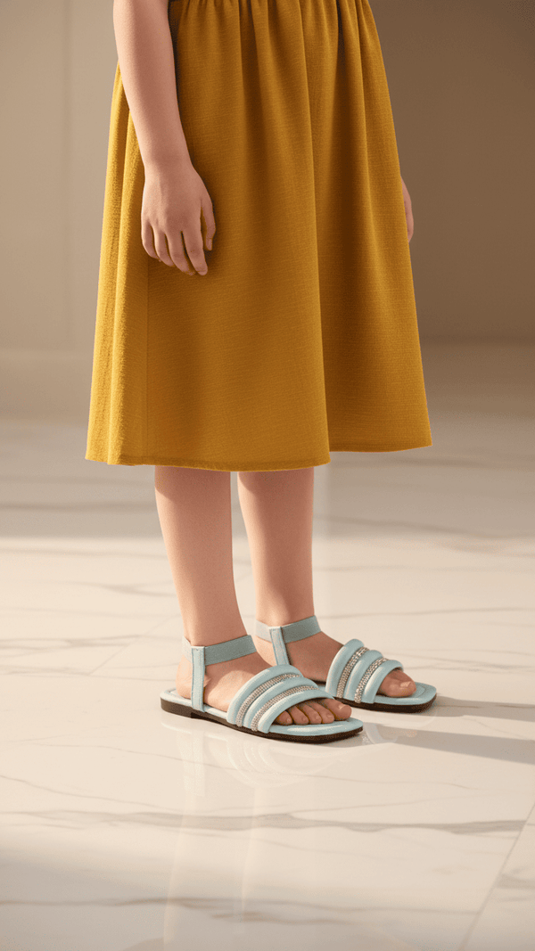 Girls Sky Blue Formal Sandal KD9847