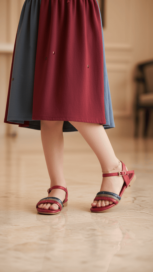 Girls Red Casual Sandal KD9850