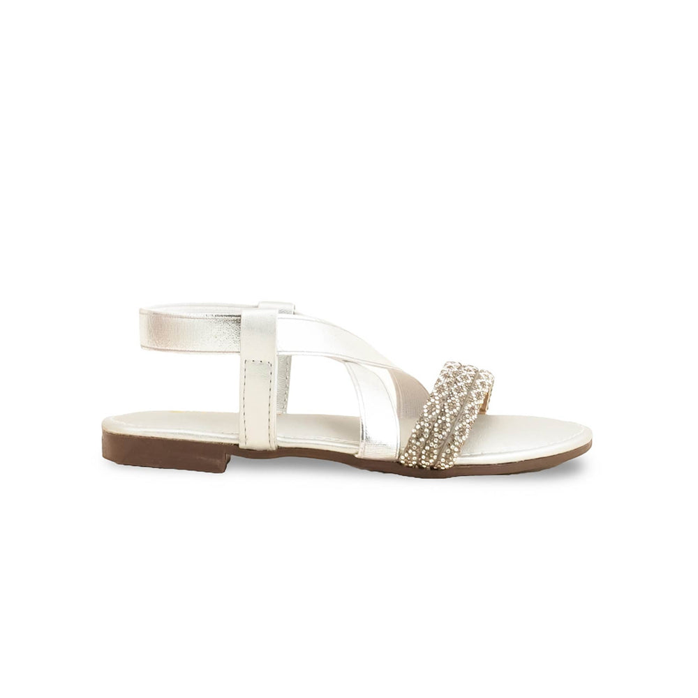 Girls Silver Fancy Sandal KD9856