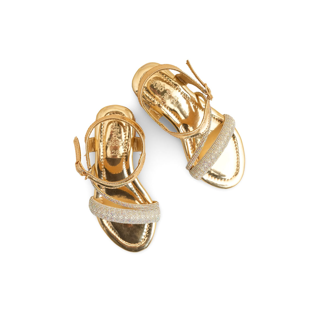 Girls Golden Fancy Sandal KD9857