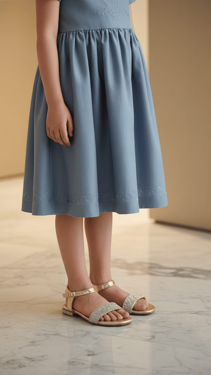 Girls Golden Fancy Sandal KD9858