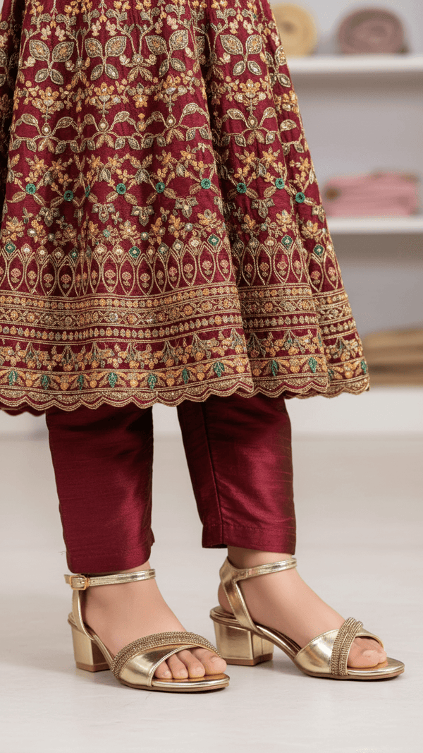 Girls Golden Fancy Sandal KD9859