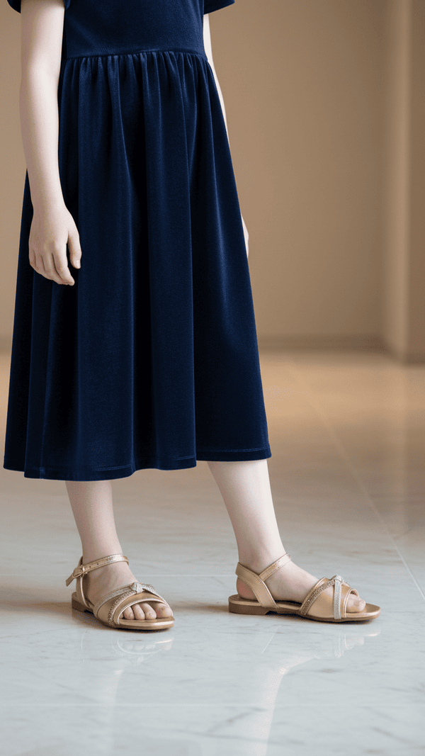 Girls Golden Formal Sandal KD9869