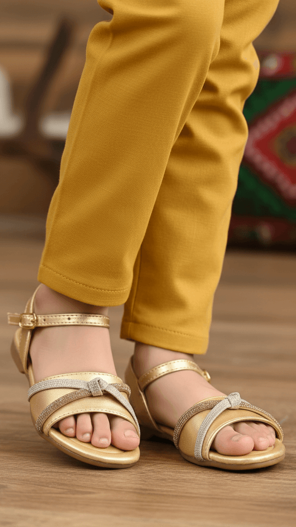 Girls Golden Formal Sandal KD9869