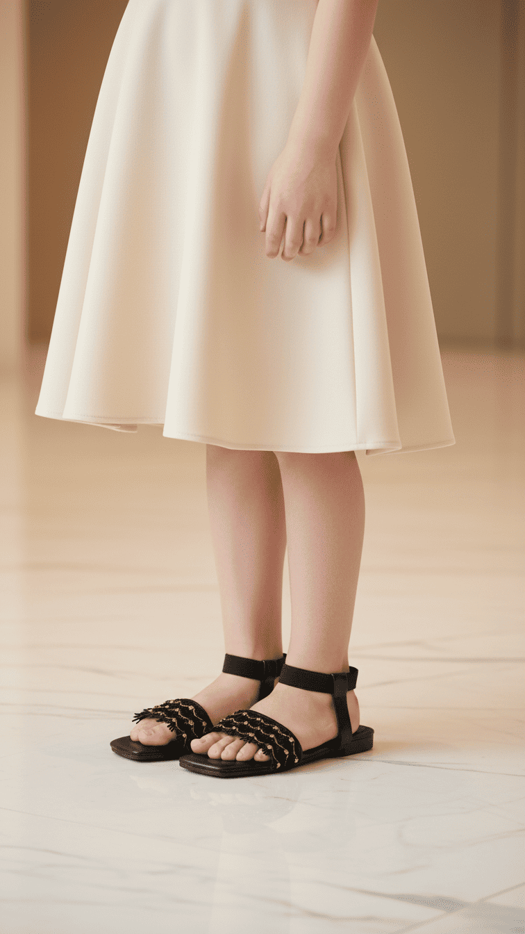 Girls Black Casual Sandal KD9876