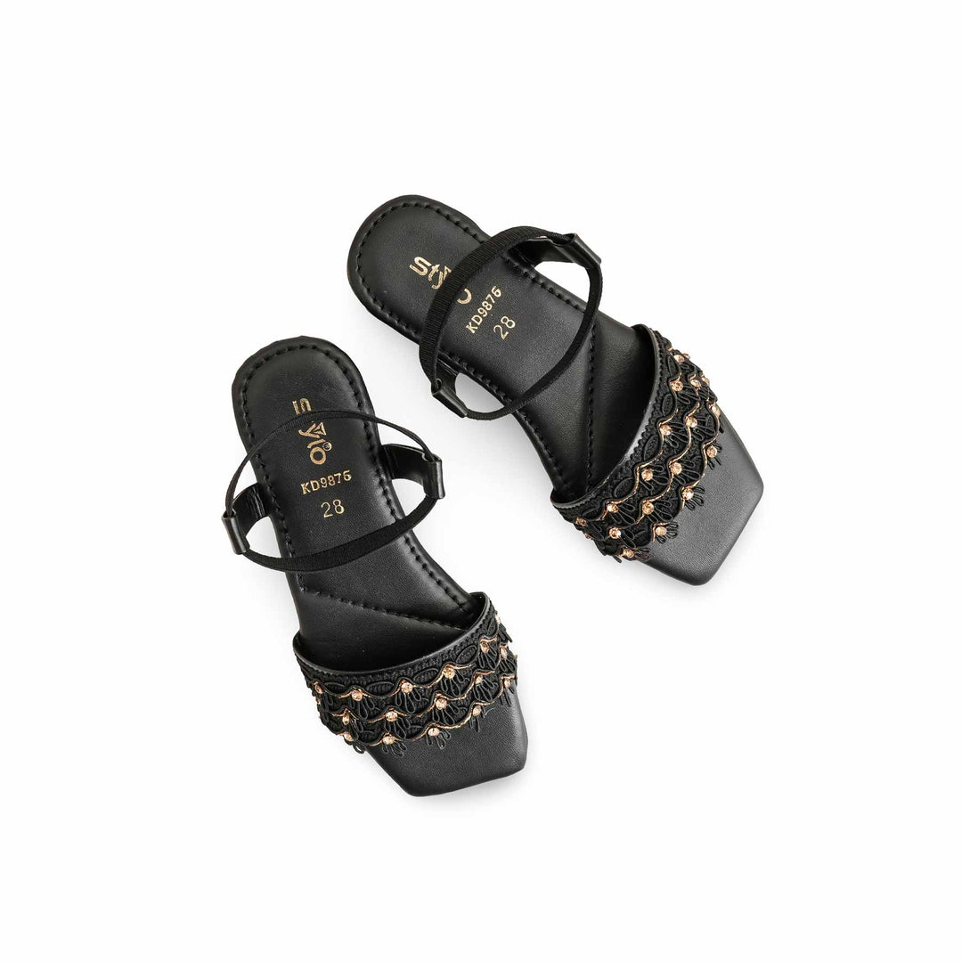 Girls Black Casual Sandal KD9876