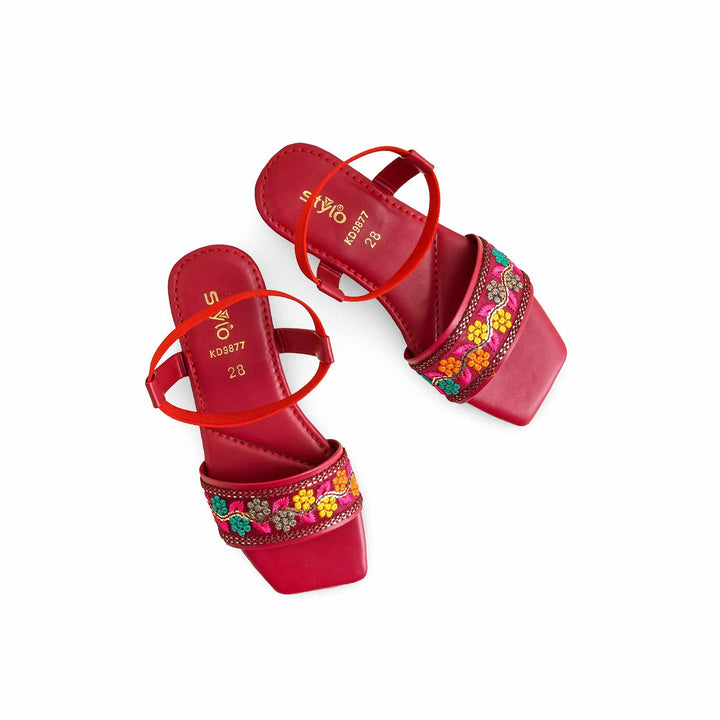 Girls Red Casual Sandal KD9877