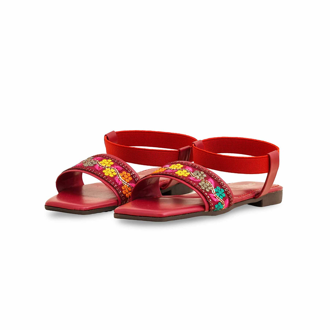 Girls Red Casual Sandal KD9877