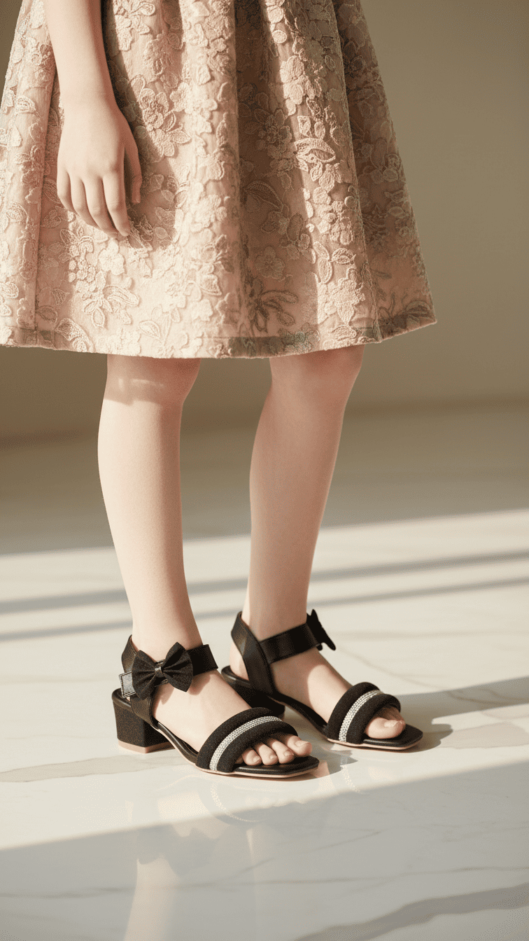 Girls Black Formal Sandal KD9879