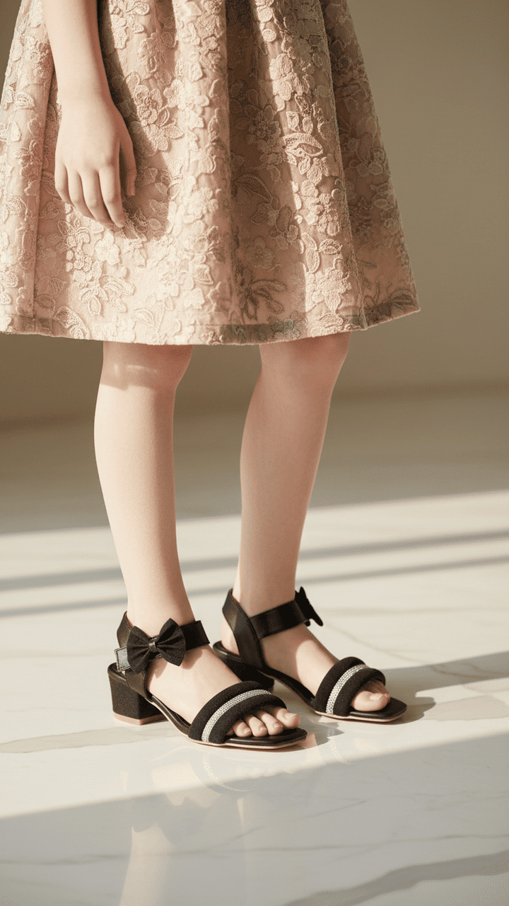 Girls Black Formal Sandal KD9879