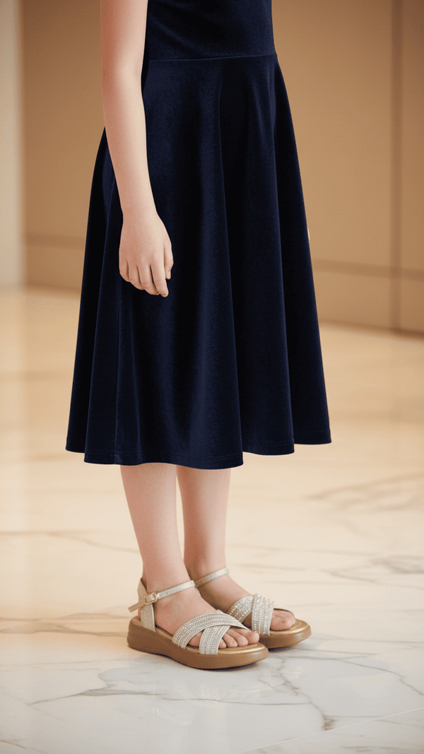 Girls Golden Formal Sandal KD9884