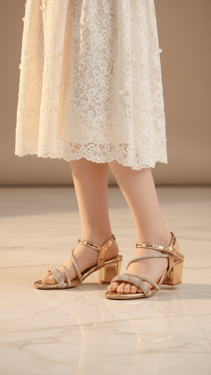 Girls Champagne Fancy Sandal KD9885