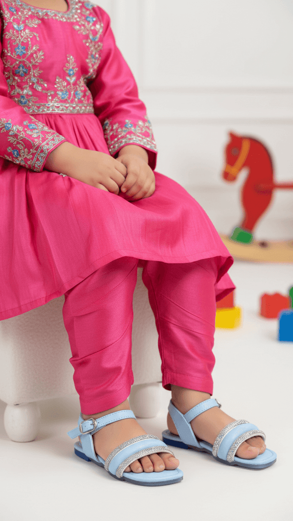 Girls Sky Blue Formal Sandal KD9898