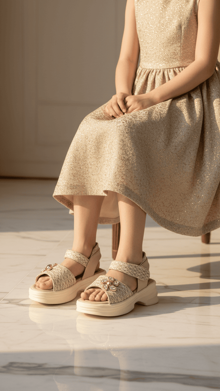 Girls Golden Formal Sandal KD9900