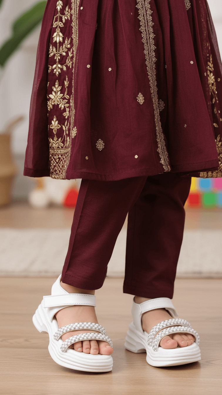 Girls White Formal Sandal KD9916