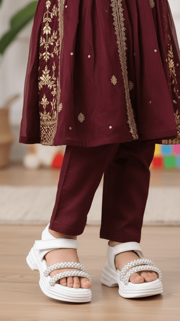 Girls White Formal Sandal KD9916