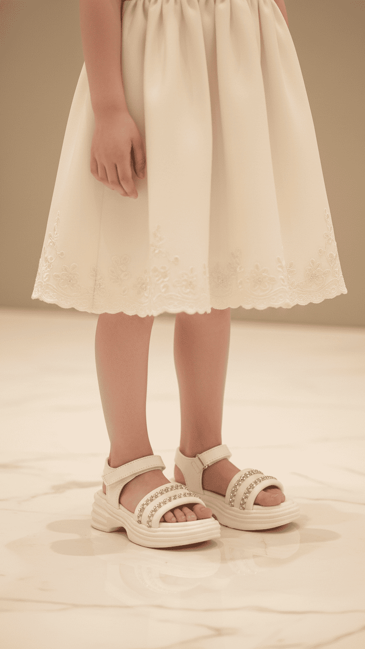 Girls White Formal Sandal KD9918