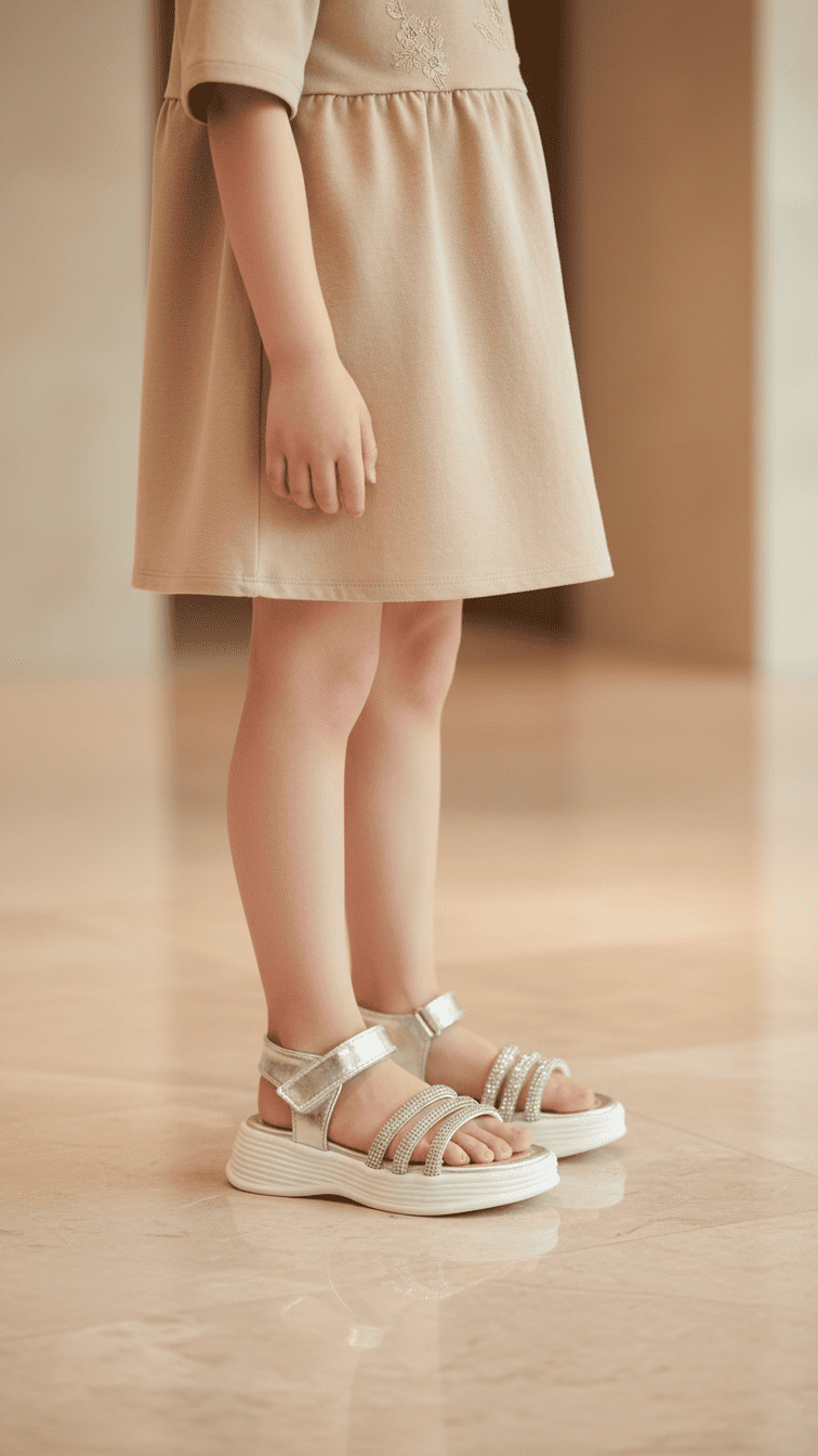Girls Silver Fancy Sandal KD9919