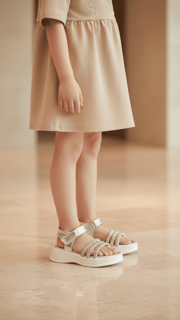 Girls Silver Fancy Sandal KD9919