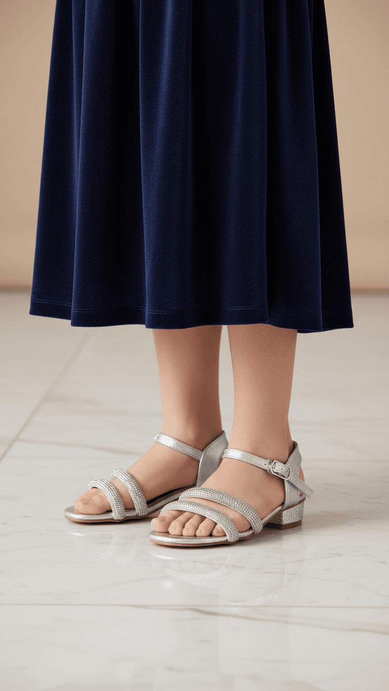 Girls Silver Fancy Sandal KD9922