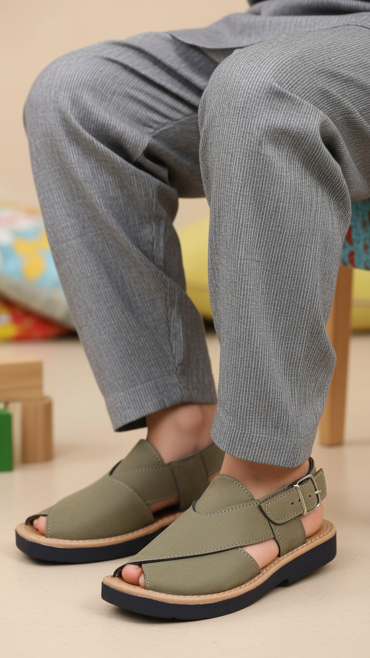 Boys Green Peshawari Chappal KD9938
