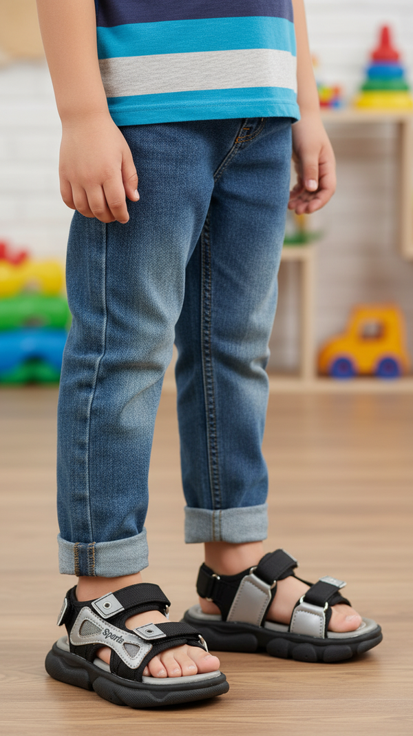 Boys Black Casual Sandal KD9997