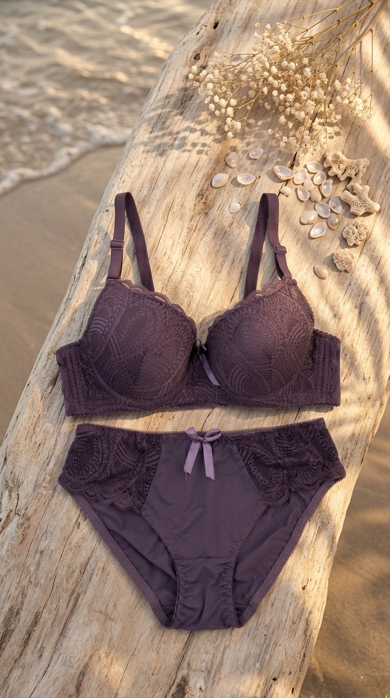 Grey Padded Bra Set For Women LB2046