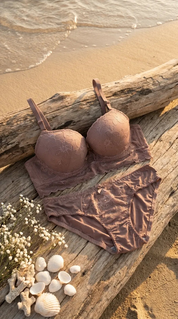 GOL/RED Push-Up Bra Set For Ladies LB2079