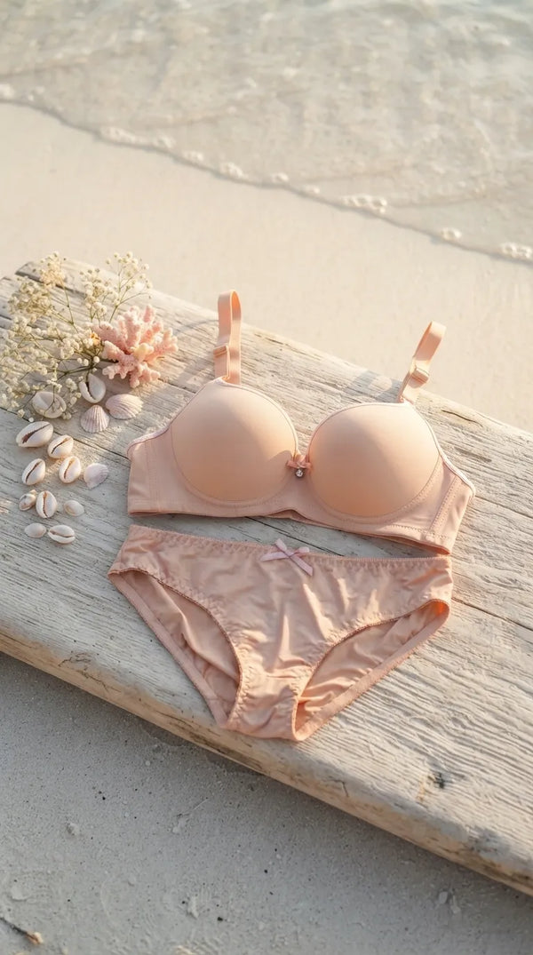 Nude Pink Padded Bra Set For Women LB2084
