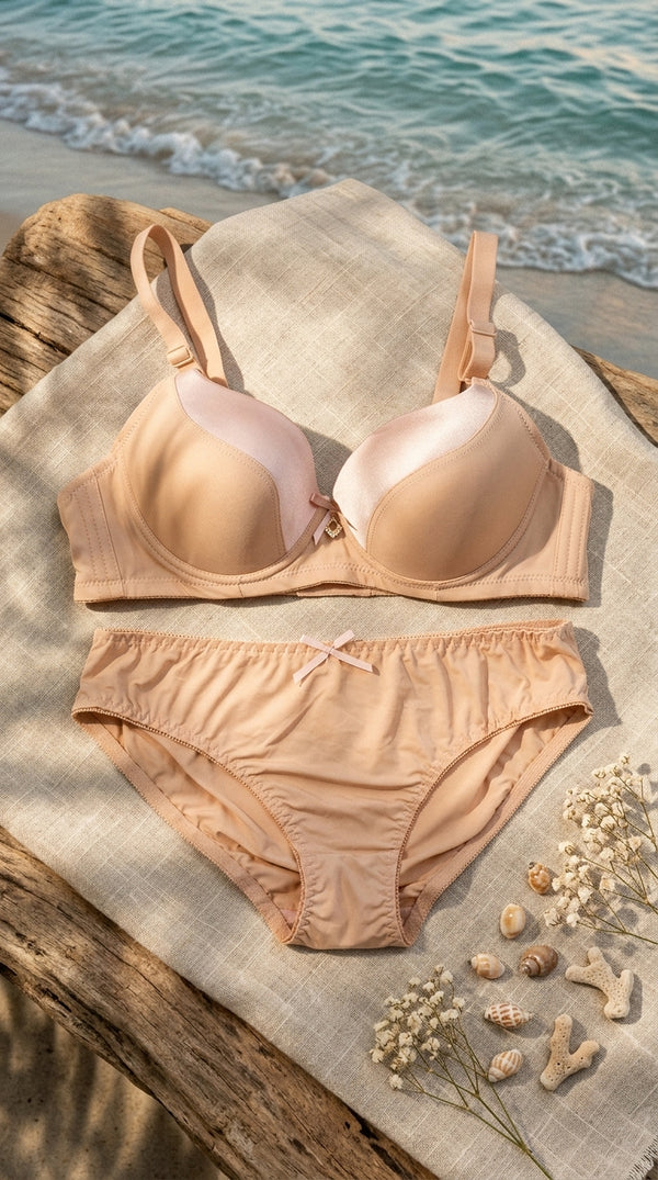 Nude Pink Padded Bra Set For Women LB2085