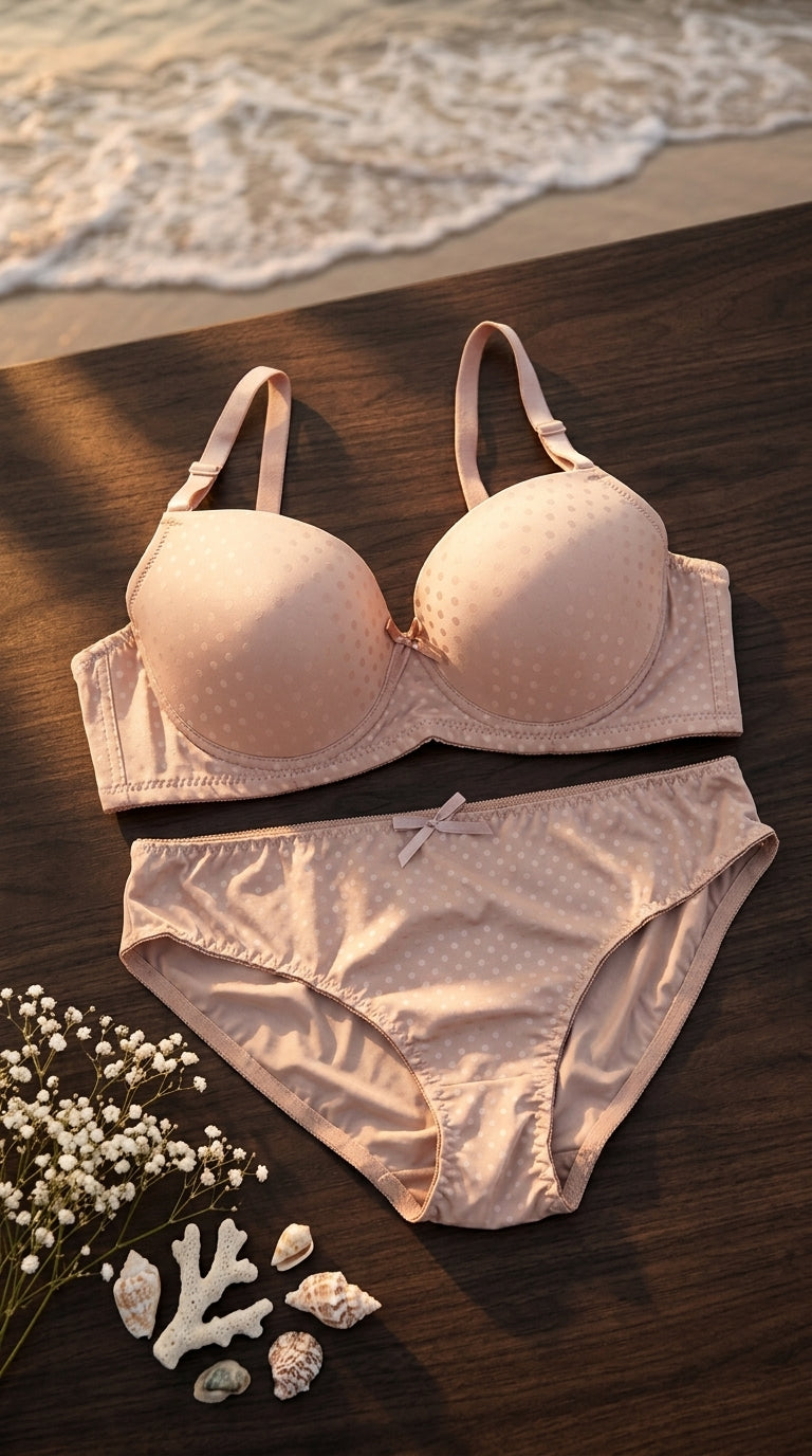 Khaki Padded Bra Set For Women LB2088