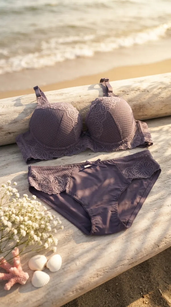 Purple Push-Up Bra Set For Women LB2089