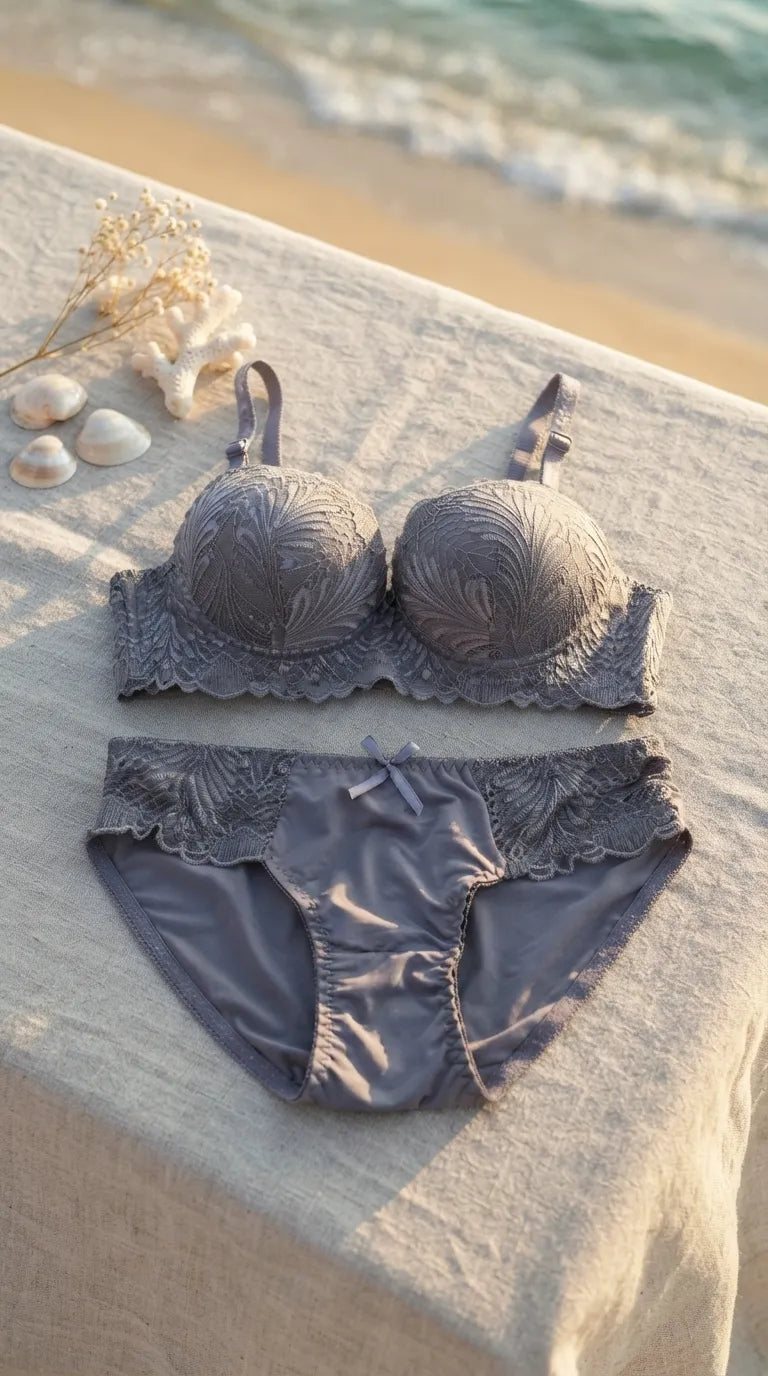 Grey Push-Up Bra Set For Women LB2090