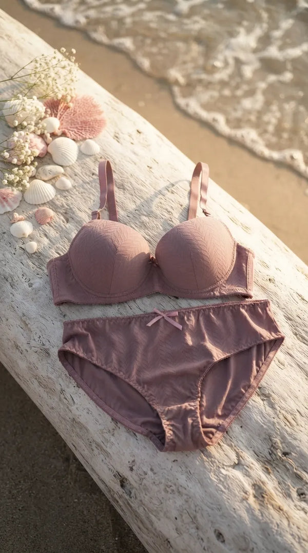 Nude Pink Push-Up Bra Set For Women LB2091