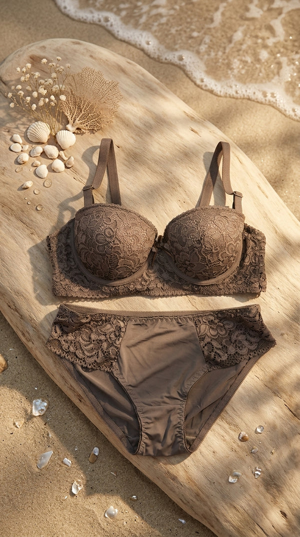 Green Padded Bra Set For Women LB2092