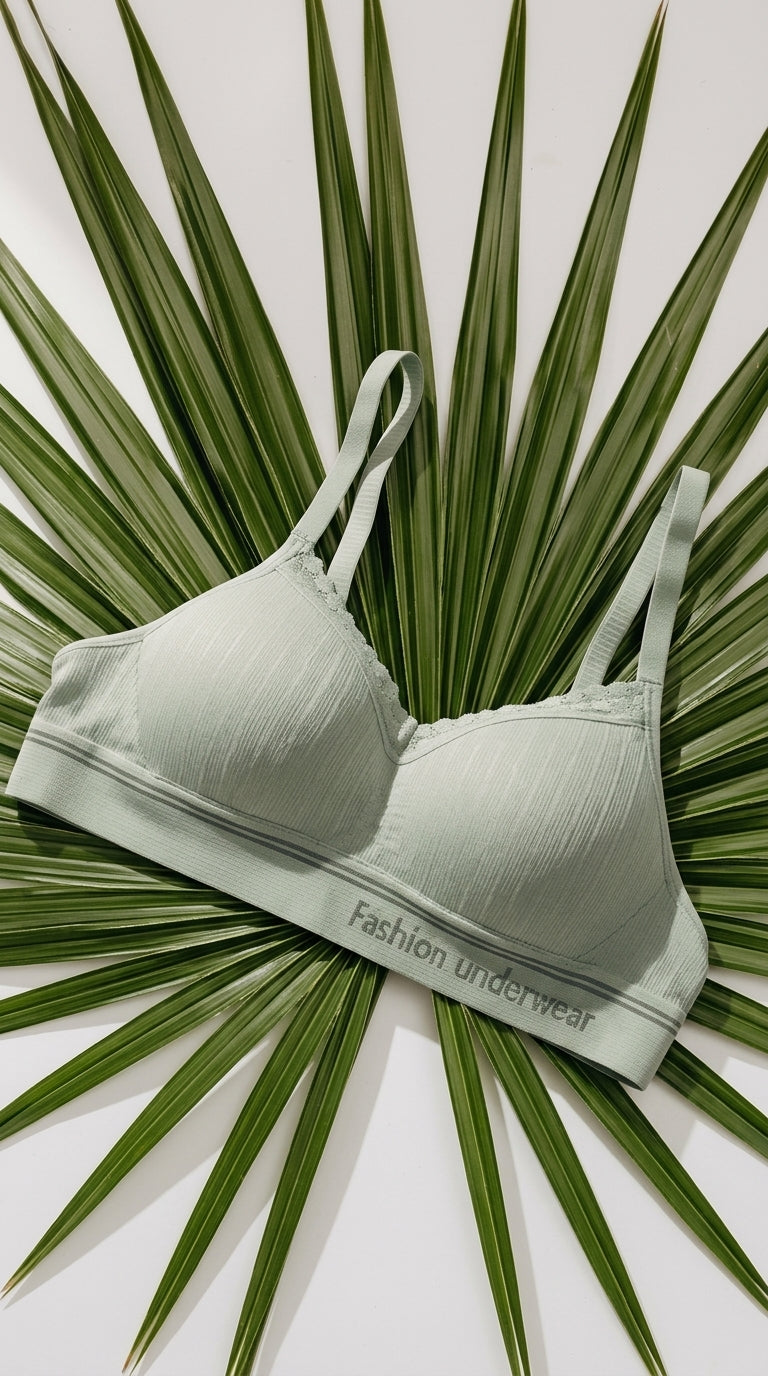 Green Cotton Padded Bra For Women LB5005