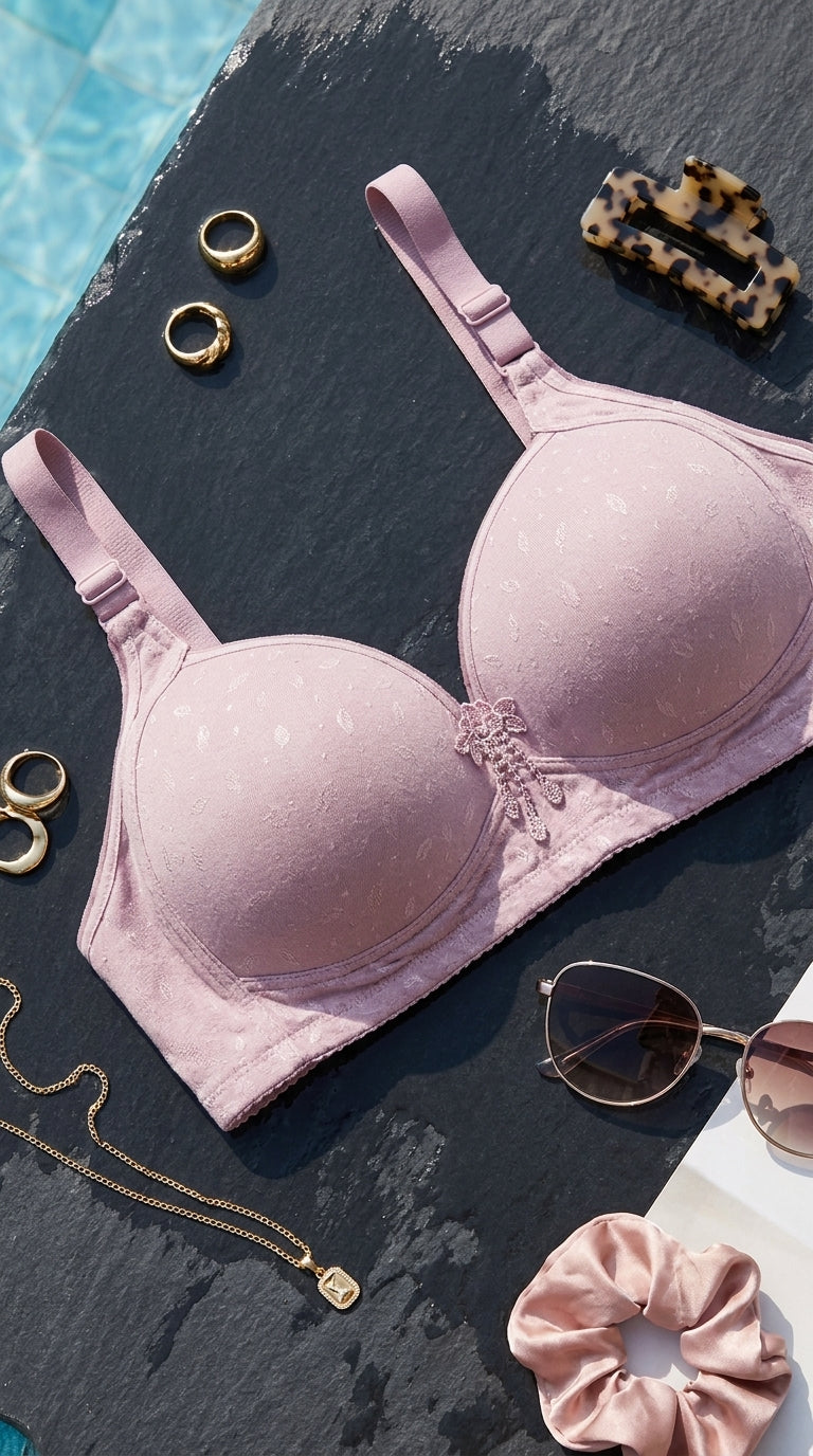 Pink Cotton Padded Bra For Women LB5006