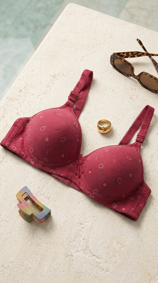 Burgundy Wireless Padded Bra For Women LB5021