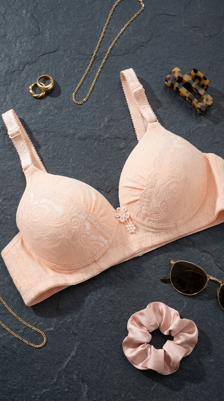 Peach Cotton Padded Bra For Women LB5024