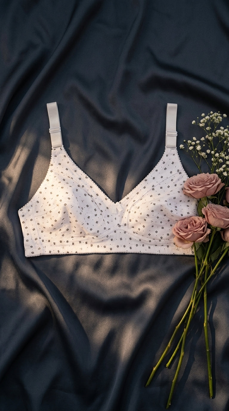 Off/White Cotton Bra For Women LB5036
