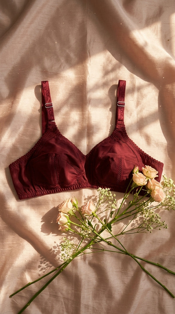 Maroon Cotton Bra For Women LB5262