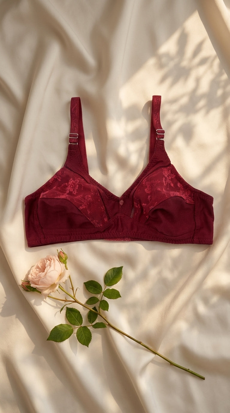 Maroon Cotton Bra For Women LB5267
