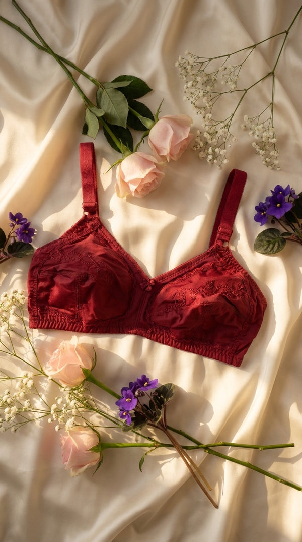 Maroon Cotton Bra For Women LB5301