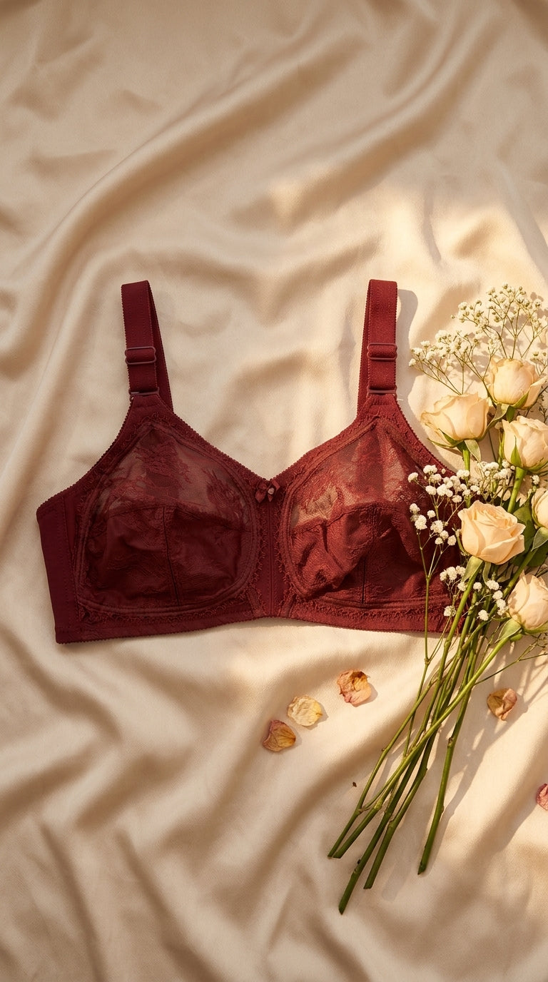 Maroon Cotton Bra For Women LB5302
