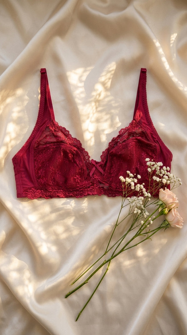 Maroon Cotton Bra For Women LB5405