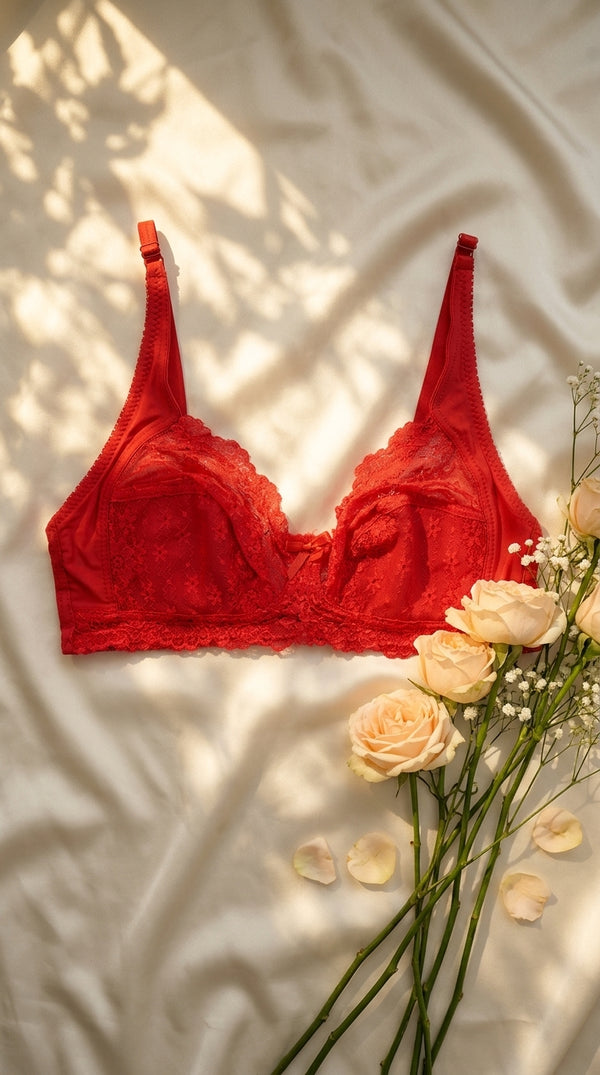 Red Cotton Bra For Women LB5405