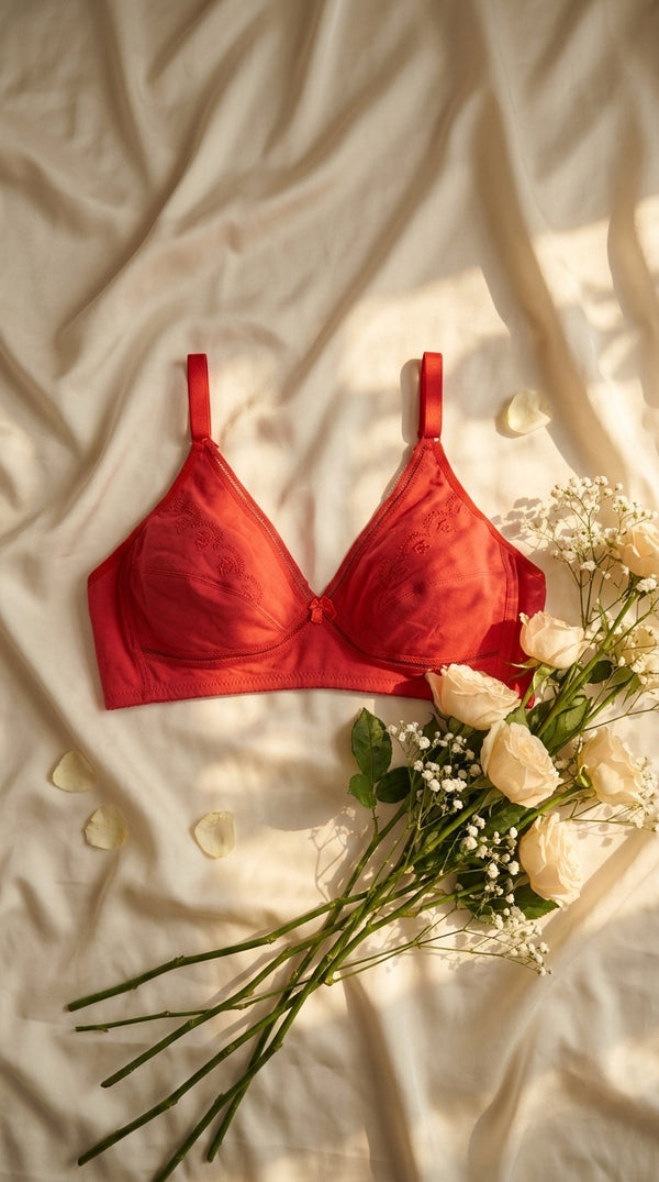 Red Cotton Bra For Women LB5409
